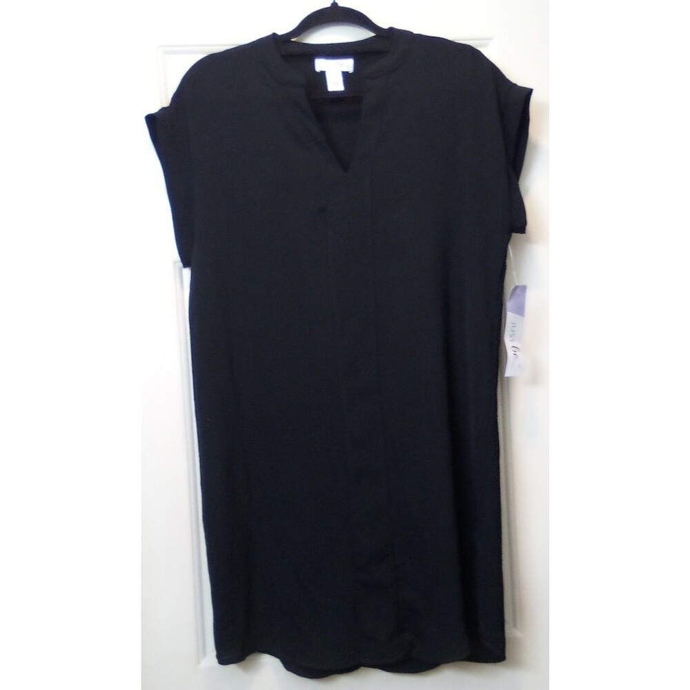 Just Be Black Shift Dress NWT [Insert Size] Mandarin Collar Split V-Neck Swing M